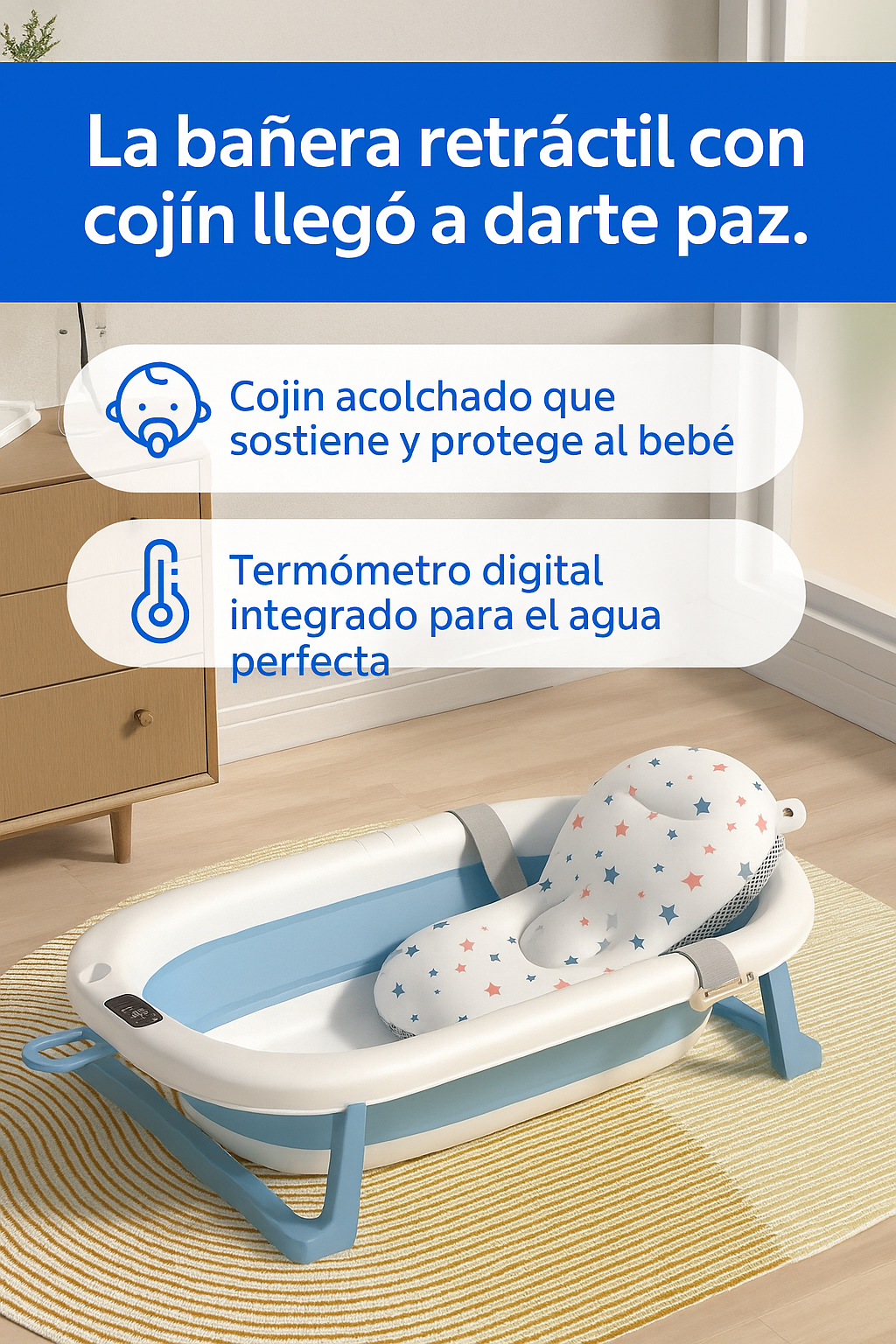 TINA BAÑERA CON COJIN Y TERMOMETRO